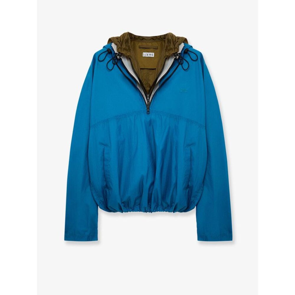 Loewe Men Anorak Technical Fabric Windbreaker With Embroidered Anagram Logo